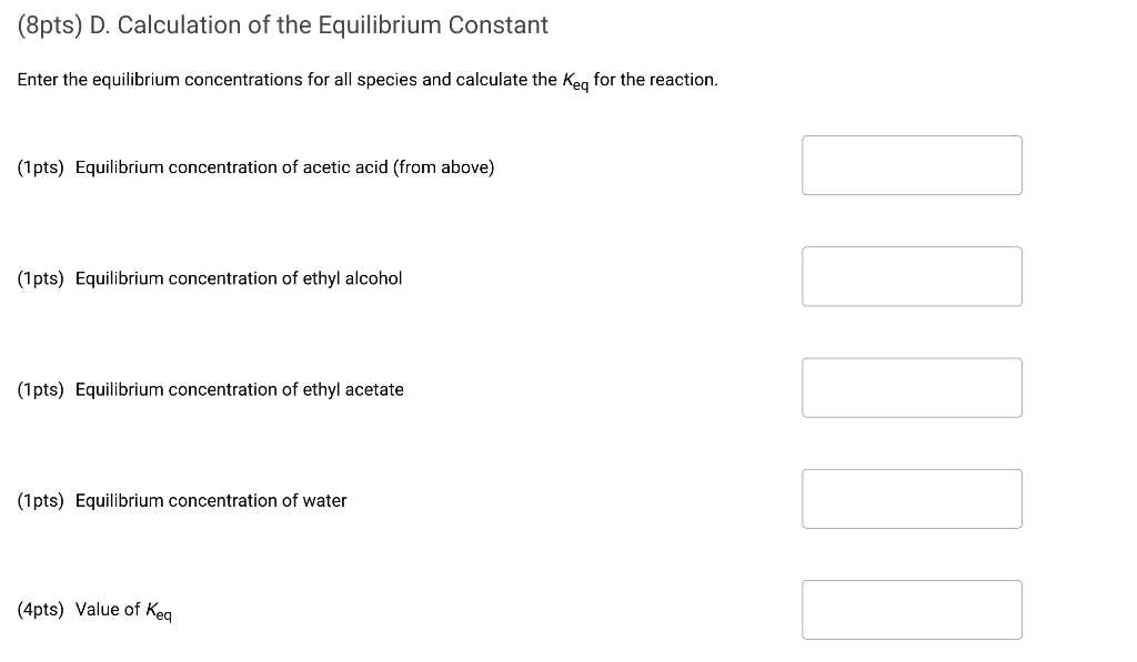 SOLVED: Calculation of the Equilibrium Constant Enter the equilibrium ...