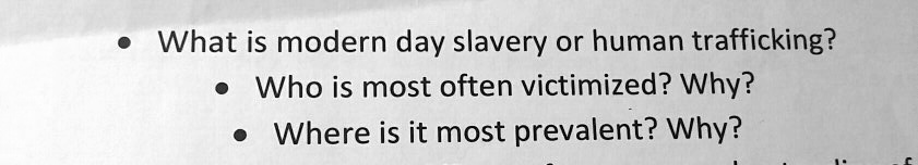 Video Solution: What Is Modern Day Slavery Or Human Trafficking? Who Is 