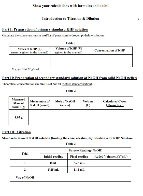SOLVED Show your calculations with formulas and units' Introduction to