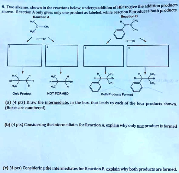 SOLVED: Two Alkenes, Shown In The Reactions Below, Undergo Addition Of ...