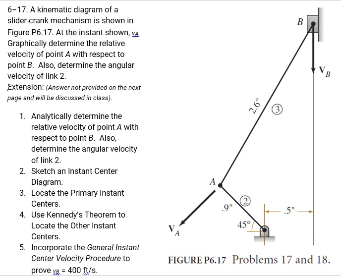 SOLVED: 6-17. A Kinematic Diagram Of A Slider-crank Mechanism Is Shown ...