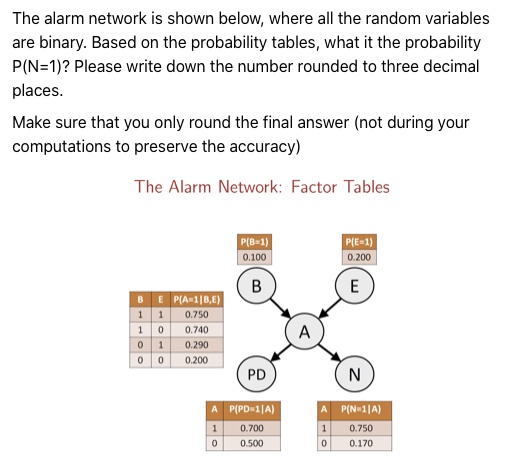 Random Binary Table SOLVED: The alarm network is shown below, where all the random ...