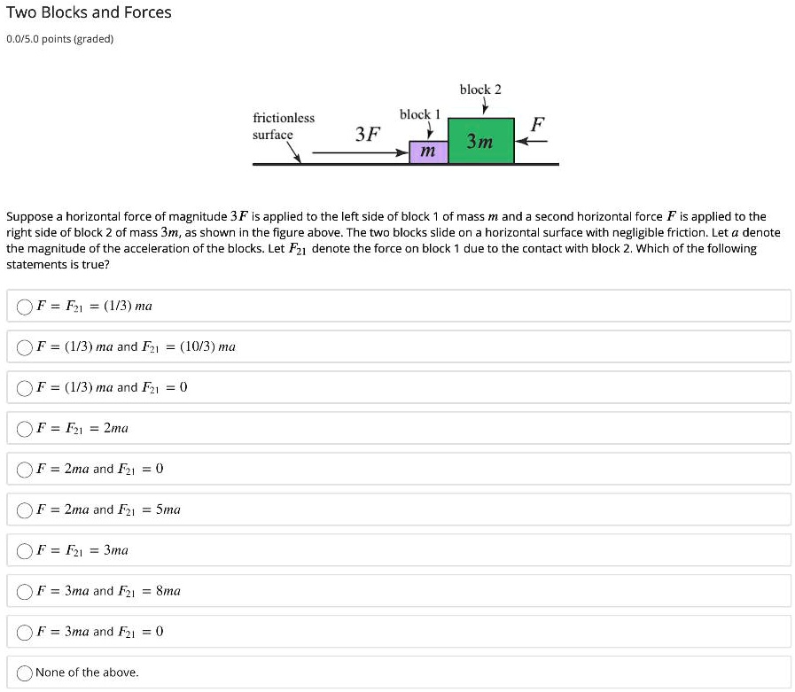 SOLVED: Text: Two Blocks and Forces 0.0/5. points (graded) Block 2 ...