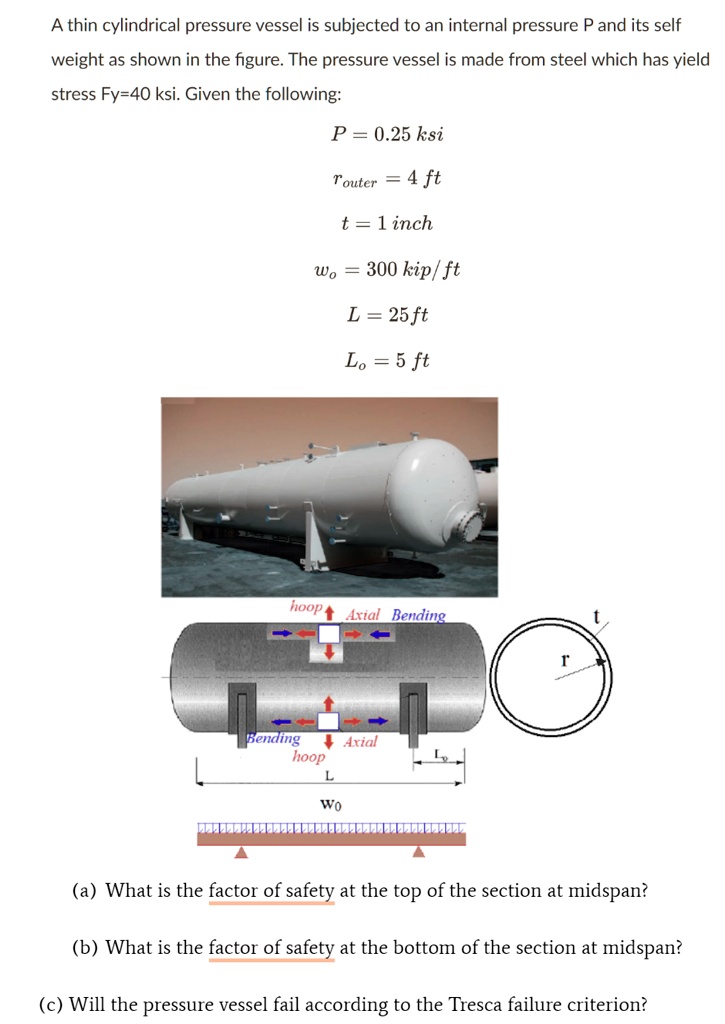 a thin cylindrical pressure vessel is subjected to an internal pressure ...