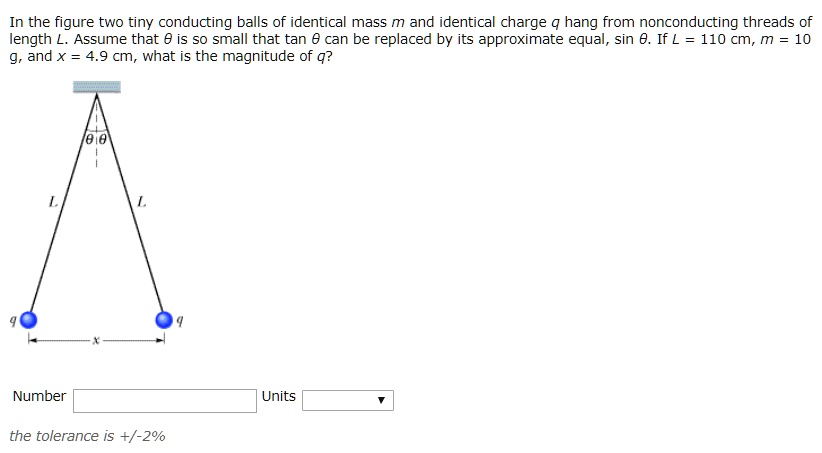 SOLVED: In the figure two tiny conducting balls of identical mass m and ...