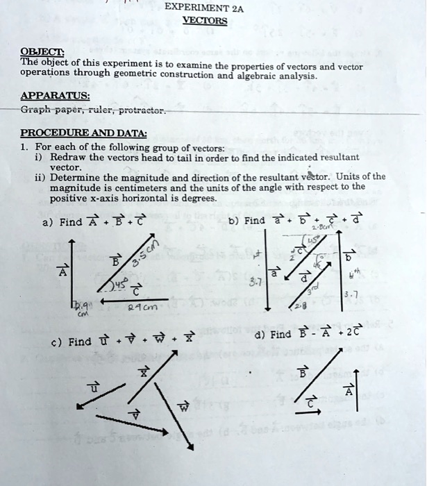 experiment 24 vecors object the obiect of this experinent is to examine the properties of vectors and vector operations through geometric construction and algebraic analysis apparatus grapl  90397