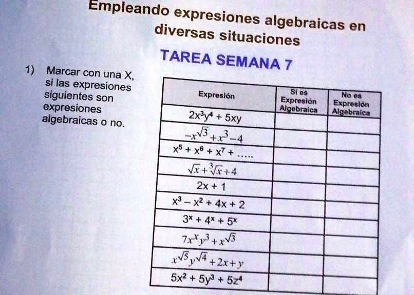 Solved Marcar Con Una X Si Las Expresiones Siguientes Son Expresiones