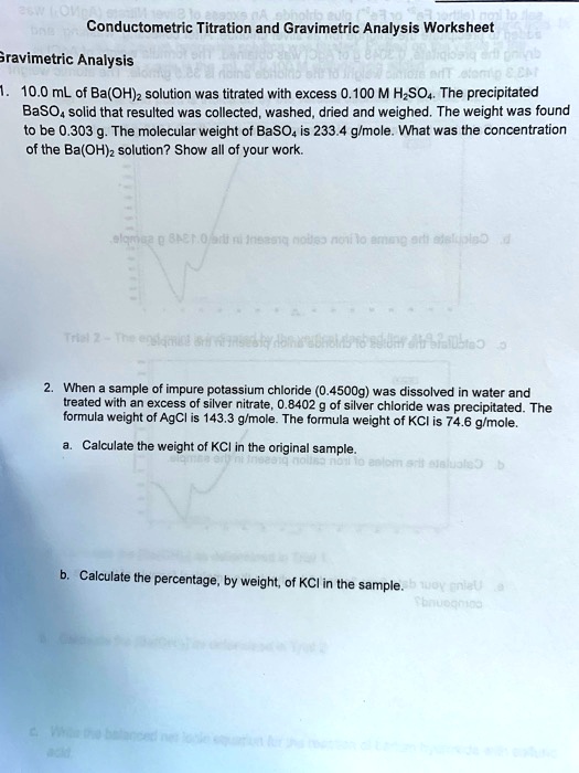 Conductometric Titration and Gravimetric Analysis Wor… SolvedLib