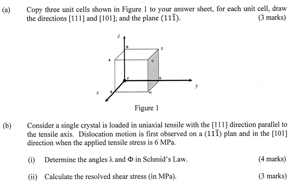 SOLVED: (a) Copy three unit cells shown in Figure 1 to your answer ...