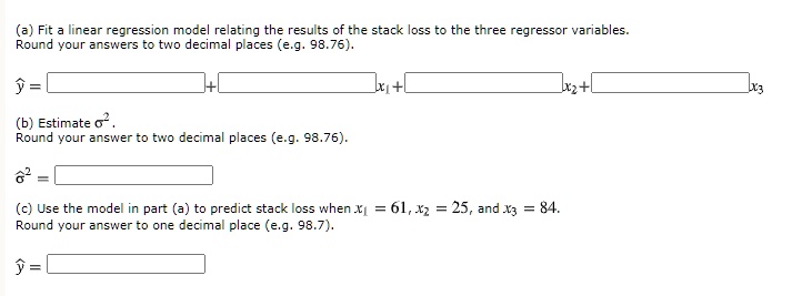a fit linear regression model relating the resulis of the stack loss ...