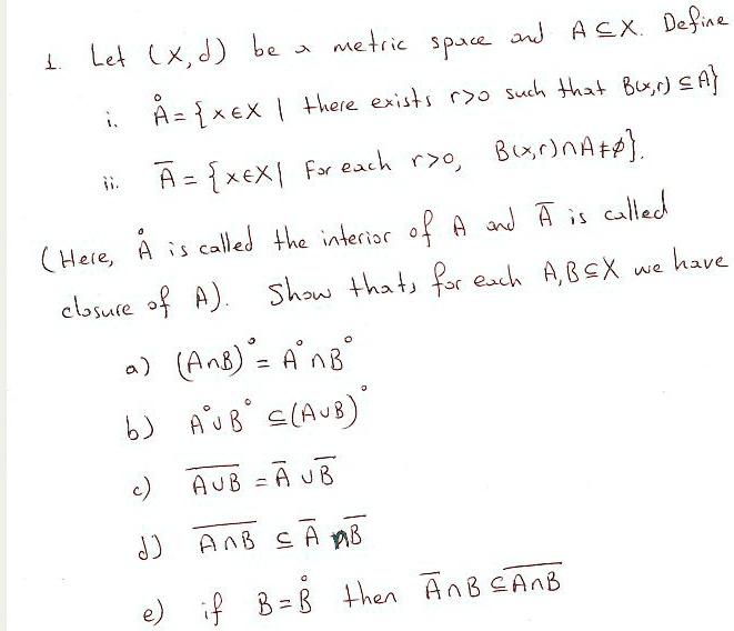 Solved A Ex Define Be Mefic Sp Ce J Let X 8 Sucl 4hat Be 4 Hhere Exisfs 07o A Xex Rzo Bo C A Xex Fs Ejch A Alled O8 M S Called 4hc Intecioc