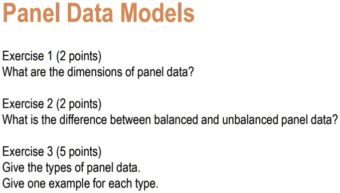 Panel Data Models Exercise (2 points) What are the dimensions of panel ...