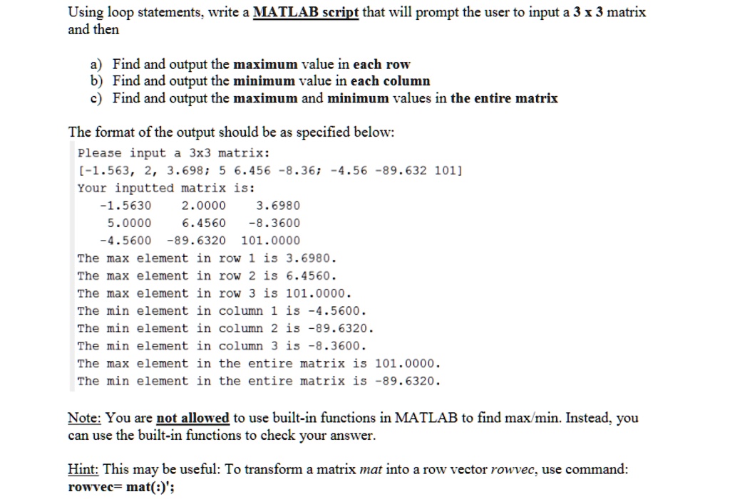 SOLVED Using loop statements write a MATLAB script that will