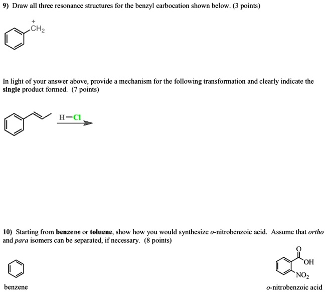 SOLVED: Draw all three resonance structures for the benzyl carbocation