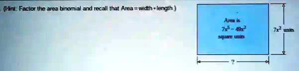 kn fector the aea bnomial and recall that area wadh length ne 735 4 72475