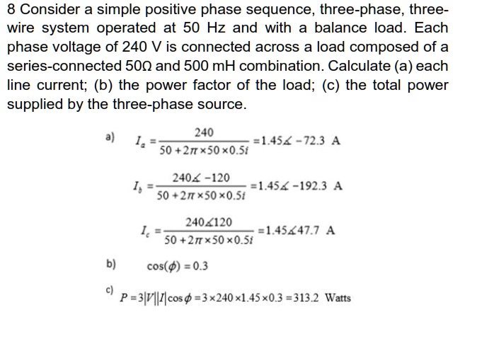 SOLVED: Consider a simple positive phase sequence, three-phase, three ...