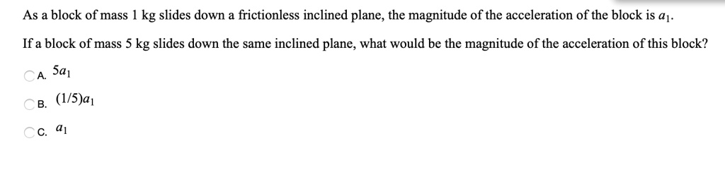 SOLVED: As A Block Of Mass Kg Slides Down A Frictionless Inclined Plane ...