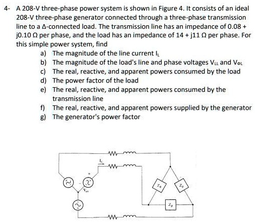 SOLVED: 4-A208-V three-phase power system is shown in Figure 4. It ...