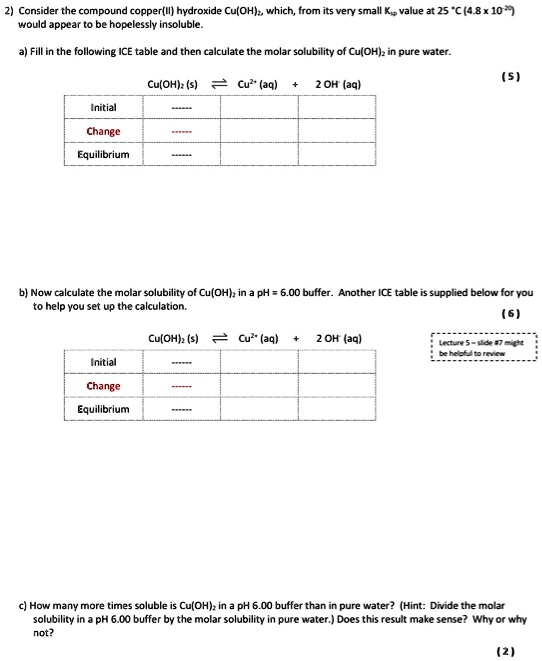 Solved 2 Consider The Compound Copper Ii Hydroxide Cu Ohi Which Tom