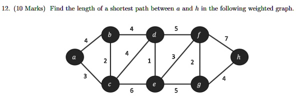 12 10 marks find the length of shortest path between and in the ...