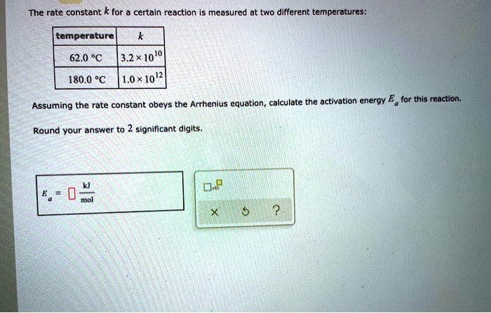 The rate constant k for certain reaction measured at two...