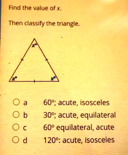 each acute angle of an isosceles right triangle measures 60