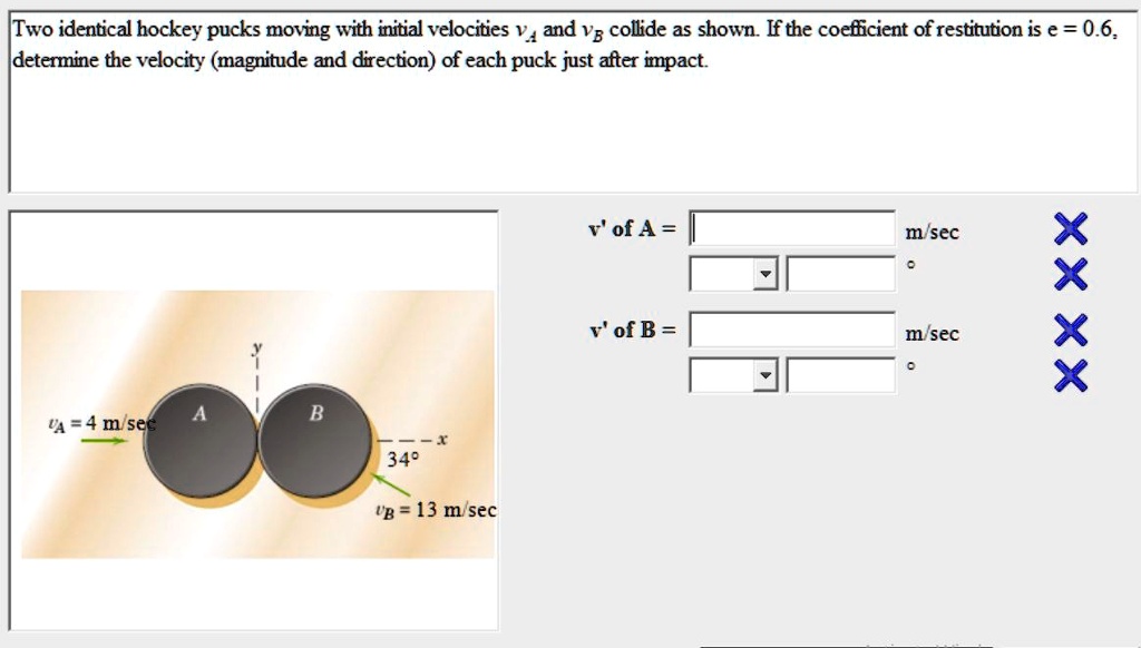 SOLVED Two identical hockey pucks moving with initial velocities v and