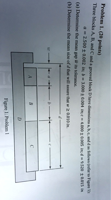 SOLVED: (a) Determine the mean gap w its tolerance. Problem 1.(20 ...