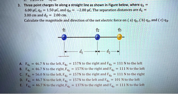 Three Point Charges Lie Along Straight Line As Shown In Figure Below