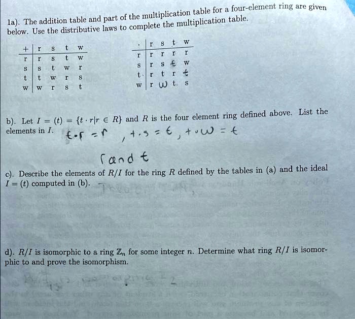 SOLVED b and c. explain with sentences table for fourelement ring are