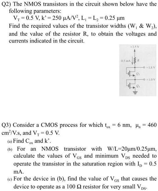 SOLVED Q2) The NMOS transistors in the circuit shown below have the