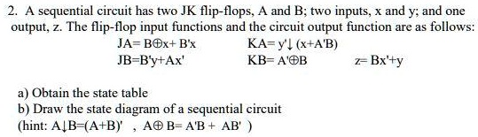 SOLVED: A Sequential Circuit Has Two JK Flip-flops A And B; Two Inputs ...