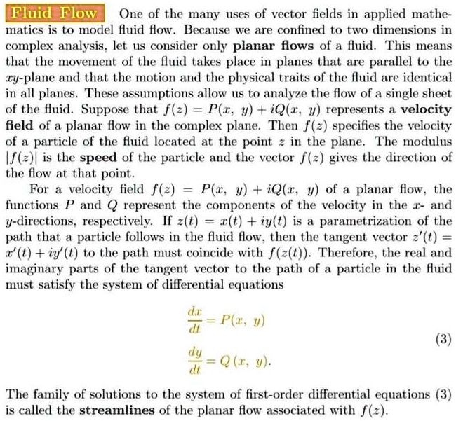 SOLVED:Fluid Flow One of the many USCS of vector fields in applied ...