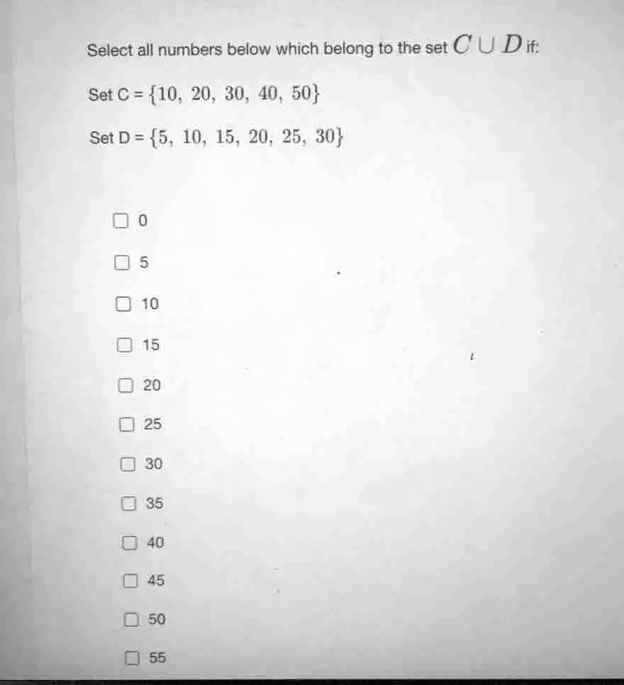 Solved: Select All Numbers Below Which Belong To The Set Cu Dif: Set C 