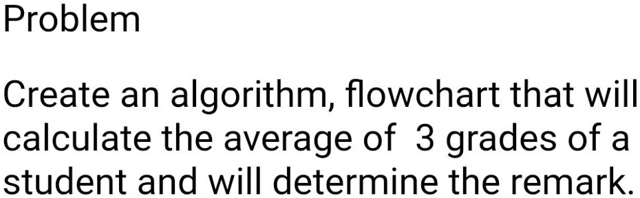problem create an algorithm flowchart that will calculate the average ...