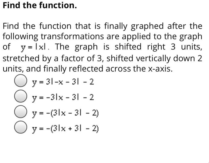 find the function find the function that is finally graphed after the