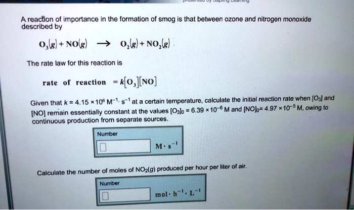 A reaction of importance in the formation of smog is … - SolvedLib