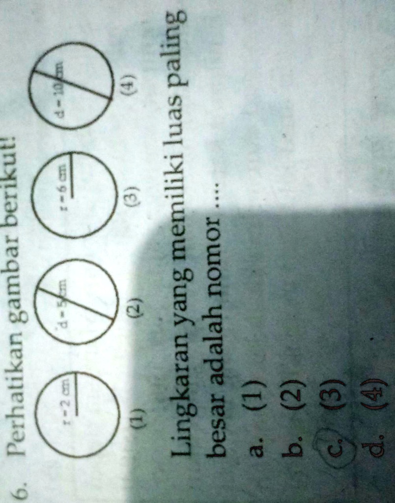 SOLVED: Perhatikan Gambar Berikut! Lingkaran Yang Memiliki Luas ...