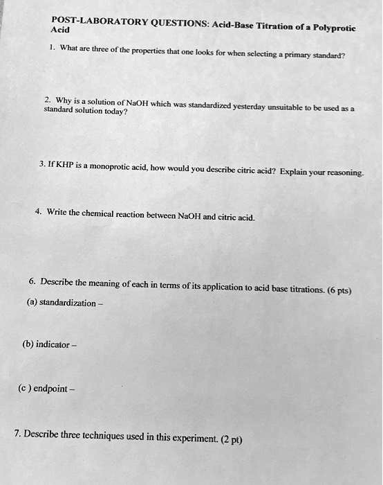 SOLVED RGiSTLABORATORY QUESTIONS AcidBase Titration of Polyprotic