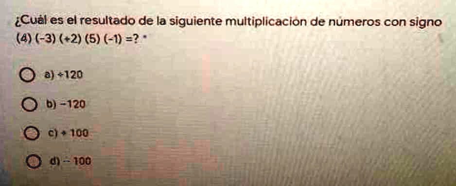 SOLVED: por favor necesito hayuda Cuál es el resultado de la siguiente ...