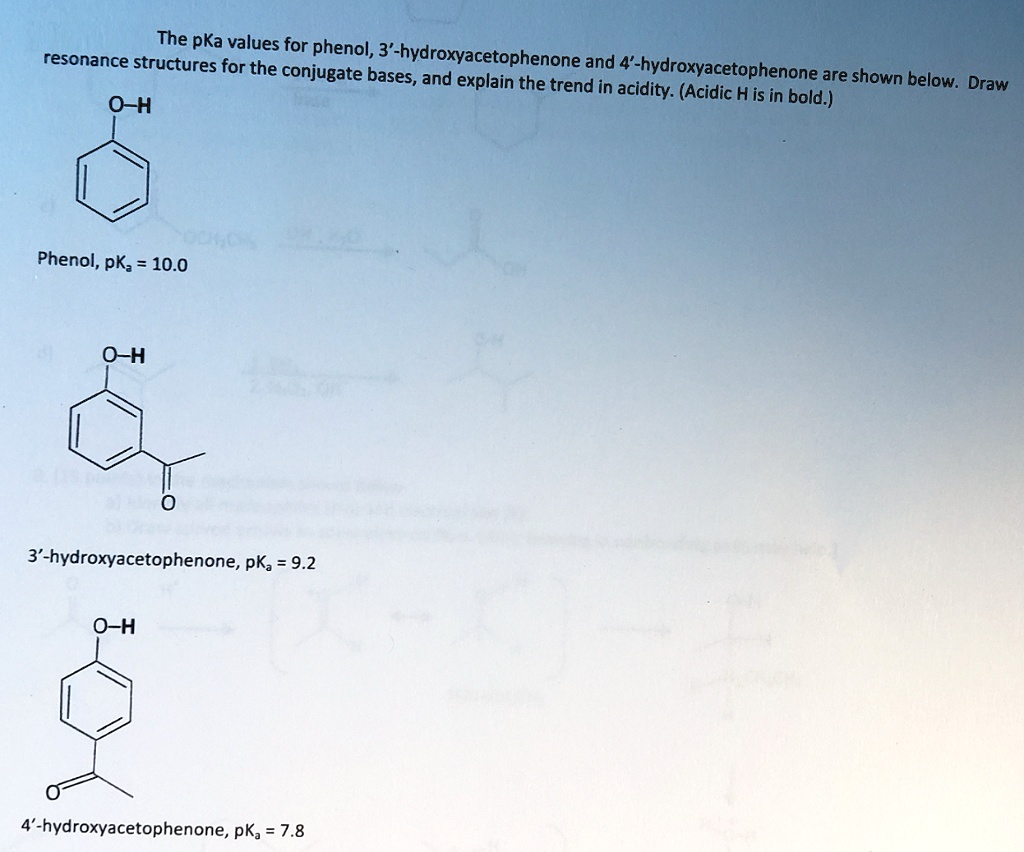 the pka values for phenol resonance structures for the conjugate basesy ...