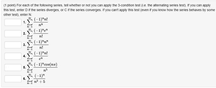Point for each of the following series tell whether or not...