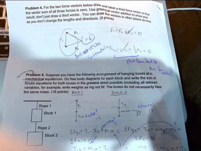 SOLVED: For Ihe two force vectors below draw and Problem label three ...
