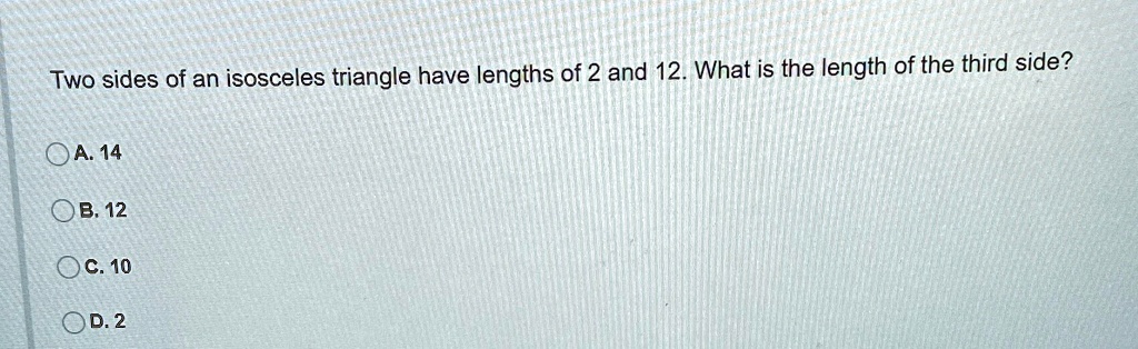 SOLVED 4. Two sides of an isosceles triangle have lengths of 2