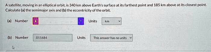 SOLVED: Asatellite moving in an elliptical orbit is 340 km above