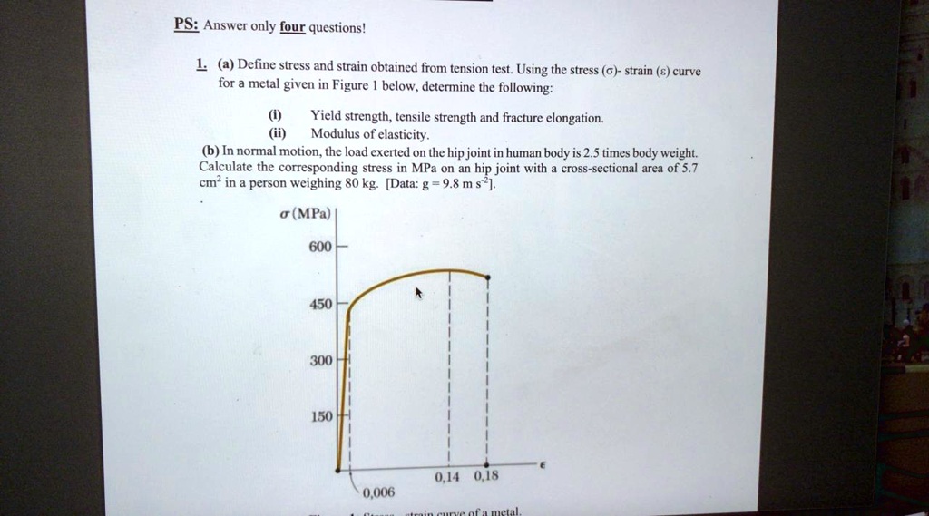 SOLVED: a) Define stress and strain obtained from a tension test. Using ...