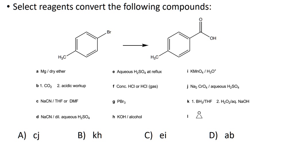 Solved 13 2 Select Reagents Convert The Following Compounds A Mgdry Ether B Co2acidic 4507