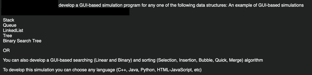 develop a GUI-based simulation program for any one of the following ...