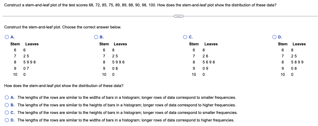 solved-construct-a-stem-and-leaf-plot-of-the-test-scores-68-72-85-75