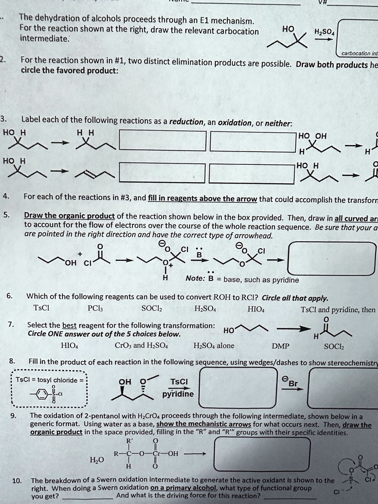 SOLVED: The dehydration of alcohols proceeds through an E1 mechanism ...